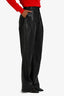 Mother Black Leather Pleated Wide Leg Trousers Size 24