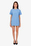 Miu Miu Blue Cotton Jersey Logo Mini T-Shirt Dress Size 42