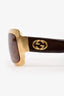 Gucci Gold/Brown GG Shield Sunglasses