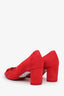 Stuart Weitzman Red Suede Square Toe Heels Size 5.5