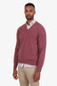 Brunello Cucinelli Burgundy Cashmere V-Neck Sweater Size M Mens