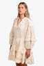Zimmermann Cream Cotton Embroidered Pom-Pom Belted Long Sleeve Midi Dress Size 3