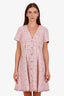 Maje Pink Tweed Short Sleeve Button Front Mini Dress Size 40