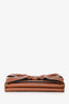 Valentino Brown Grained Leather Bow Chain Clutch