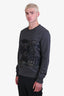 Burberry Dark Grey Cotton and Leather Logo Embroidered Crewneck Top Size M Men's