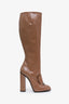 Gucci Nude Patent Leather Knee High Heeled Horsebit Boots Size 40.5