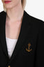Saint Laurent Black Wool Anchor Embroidered Blazer Size 38