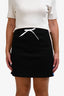 Miu Miu 2018 Black Striped Logo Side Mini Skirt Size M