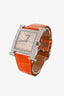 Hermès 2009 Orange Alligator Leather Diamond Set Heure H Watch Medium Model 30mm