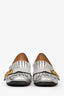 Gucci Metallic Silver Leather GG Block Heels Size 38