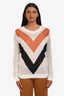 Sandro White/Orange Cotton Crochet Knit Long Sleeve Sweater Size 1