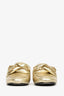 Pre-loved Chanel™ Metallic Gold Leather Padded Chainlock CC Loafers Size 37.5