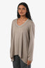 Brunello Cucinelli Taupe Long Sleeve Beaded Detail Top Size S