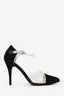 Pre-loved Chanel™ Black Satin PVC Pointed Toe Heels Size 37