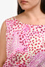 Dries Van Noten Cream/Pink Printed Draped Sleeveless Blouse Size 40