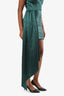Katie May Emerald Green Print Satin Strapless Mini Dress with Drape Size M