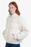 Guest In Residence Cream/Red Wool Cashmere Quilted Reversible Jacket Size X-Large