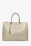 Prada Taupe Saffiano Leather Large Double Zip Galleria with Strap