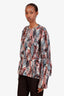 Marni Brown/Burgundy Patterned Long Sleeve Blouse Size 46