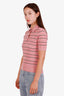 Miu Miu Pink Striped Cotton Knit Short Sleeve Polo Shirt Size 38