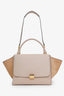 Celine Beige Leather Suede Medium Trapeze Top Handle Bag With Strap