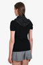 Prada Sport Black Knit Short Sleeve Polo Shirt With Foldable Hood Size 44