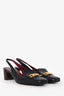 Valentino Black Leather Vlogo Chain Slingback Loafer Heels Size 39