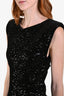 Alice + Olivia Black Velvet and Sequin Shoulder Pad Bodycon Dress Size 4