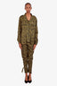 Smythe Green Army Floral Print Pant and Jacket Set Size XS 00