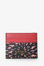 Prada Black/Red/White/Pink Printed Saffiano Leather Card Holder