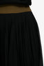 Vionnet Black/Green Pleated Silk Maxi Skirt Size 44