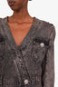 Balmain Grey Acid Wash Denim Button Mini Dress Size 42