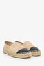 Pre-loved Chanel™ Nude/Black Leather Cap Toe CC Espadrilles Size 39