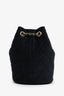 Pre-loved Chanel™ 20A Black Quilted Velvet Crystal Pearl Crush Bucket Bag