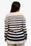 The Elder Statesman Cream/Blue Striped Cashmere Knit Sweater Size L