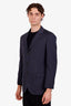 Brunello Cucinelli Navy/Grey Pinstripe Wool Single Breasted Blazer Size 50 Mens