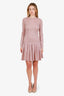 Pre-loved Chanel™ 2014 Pink Cashmere Pearl Embellished Knitted Long Sleeve Midi Dress With Slip Size 38