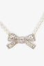 Pre-loved Chanel™ 20B Gold-Tone Crystal Bow Pearl Choker Necklace
