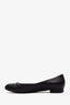 Pre-Loved Chanel™ Black Leather CC Logo Chain Ballet Flats Size 39.5