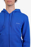 Balenciaga Blue Cotton Zip Up Logo Sweater Size XS