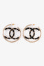 Pre-loved Chanel™ 2019 Gold Tone Leather Interlocking Woven CC Hoop Earrings