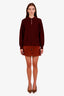 Miu Miu Burgundy Corduroy Button Down Mini Skirt Size 38