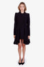 Alexander McQueen Black Single-Breasted Pleated Midi Coat Size 44