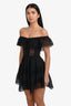 Charo Ruiz Ibiza Black Lace Crochet 'Vaina' Off-Shoulder Midi Dress Size XS