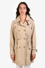 Moncler Tan Canvas 'Tariec Giubbotto' Double-Breasted Midi Trench Coat Size 3