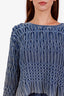 Chloe Blue Washed Smocked Cable Knit Sweater Size XS