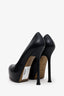 Saint Laurent Black Grained Leather Platform Heels Size 36.5