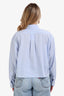 Miu Miu Blue/White Checkered Cotton Cropped Logo Shirt Size 40