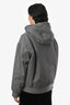 Miu Miu Grey Cotton Down Filled Hooded Embroidered Logo 'Gabardine Blouson' Jacket Size 38