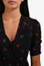 Maje Black Embroidered Hearts Print Short Sleeve Midi Dress Size 1